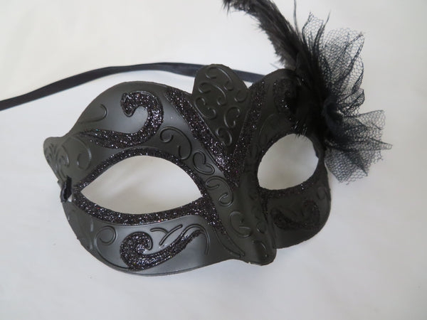 Black Feather Masquerade Mask