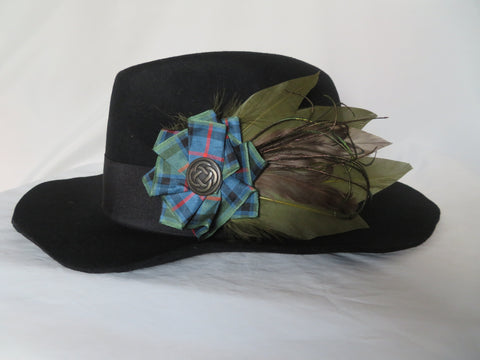 Olive Green Flower Of Scotland Tartan Hat Clip