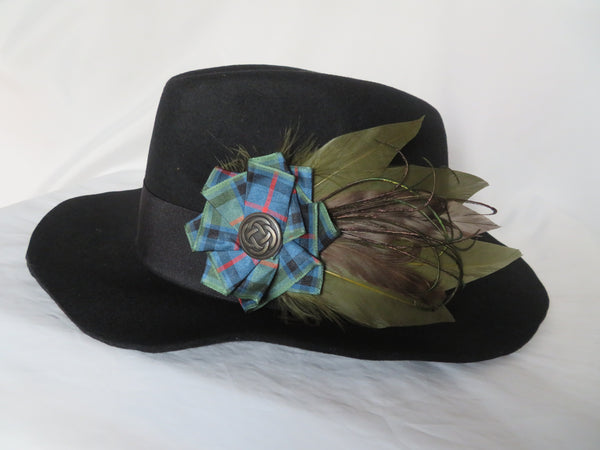 Olive Green Flower Of Scotland Tartan Hat Clip