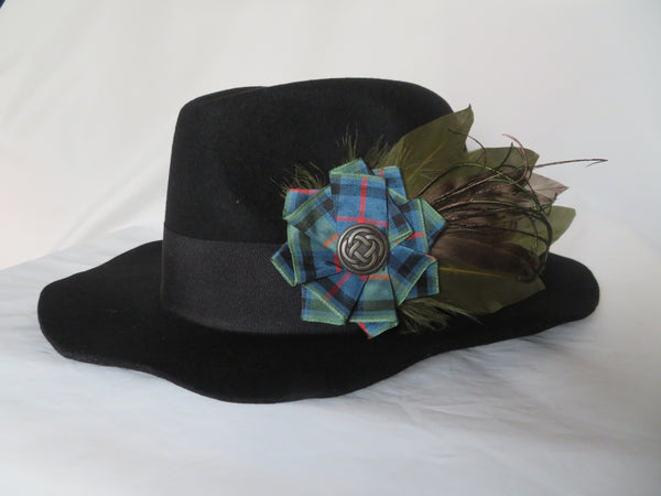 Olive Green Flower Of Scotland Tartan Hat Clip