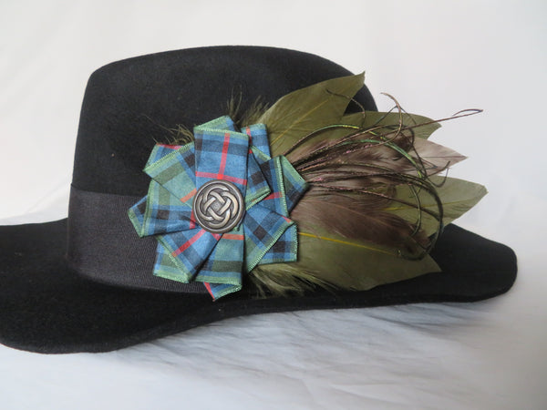 Olive Green Flower Of Scotland Tartan Hat Clip