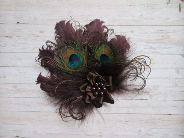 Aubergine and Chocolate Brown Little Gem Hair Clip