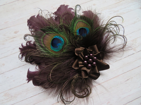 Aubergine and Chocolate Brown Little Gem Hair Clip