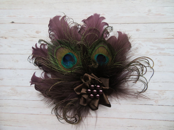 Aubergine and Chocolate Brown Little Gem Hair Clip