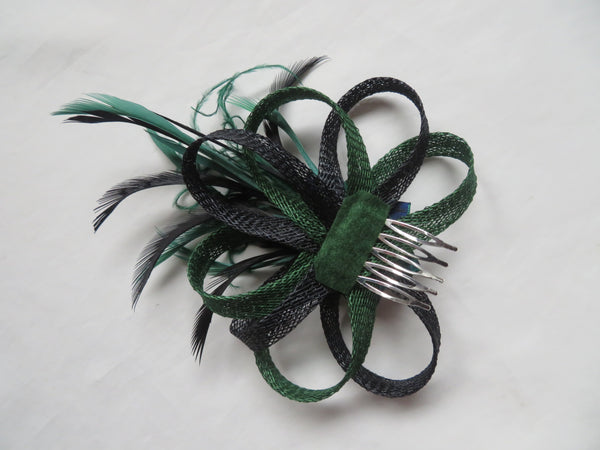 Black and Bottle Green Tartan Roxi Fascinator