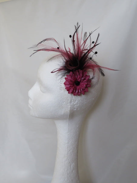 Dusky Rose Pink & Black Regency Headpiece
