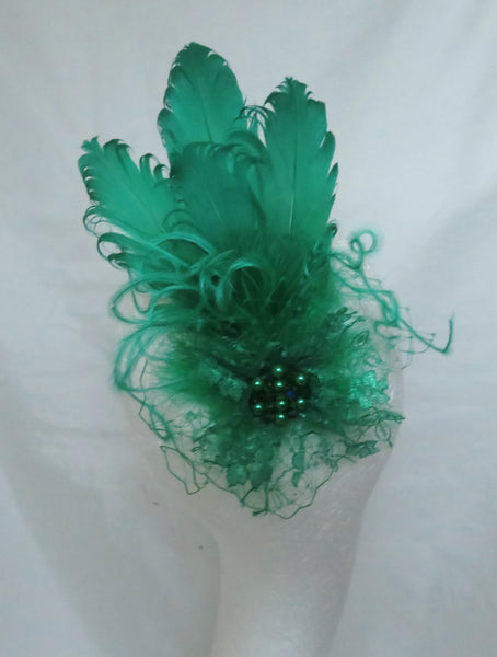 Emerald Green Darcy Feather Headpiece