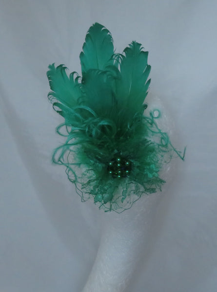 Emerald Green Darcy Feather Headpiece