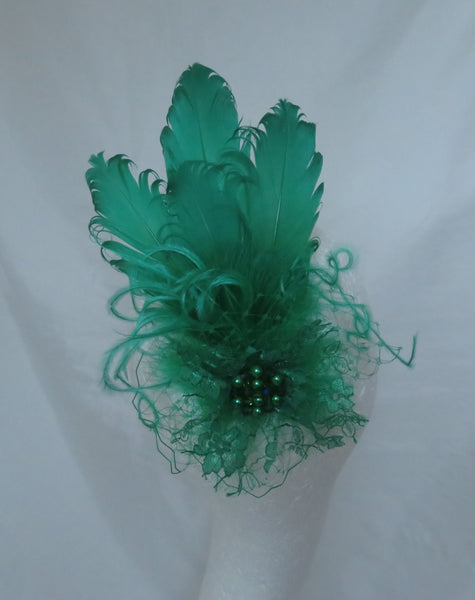 Emerald Green Darcy Feather Headpiece