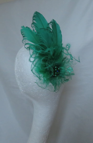 Emerald Green Darcy Feather Headpiece