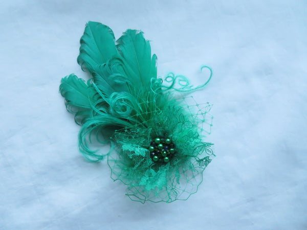 Emerald Green Darcy Feather Headpiece