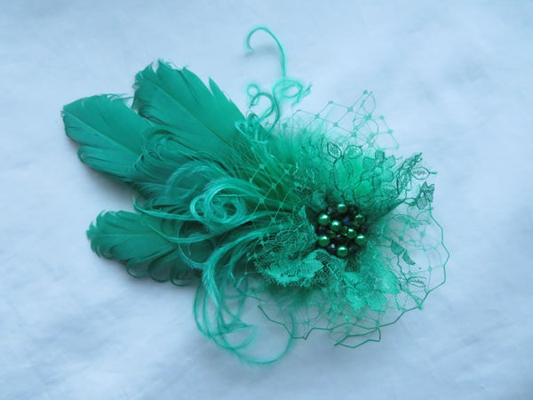 Emerald Green Darcy Feather Headpiece