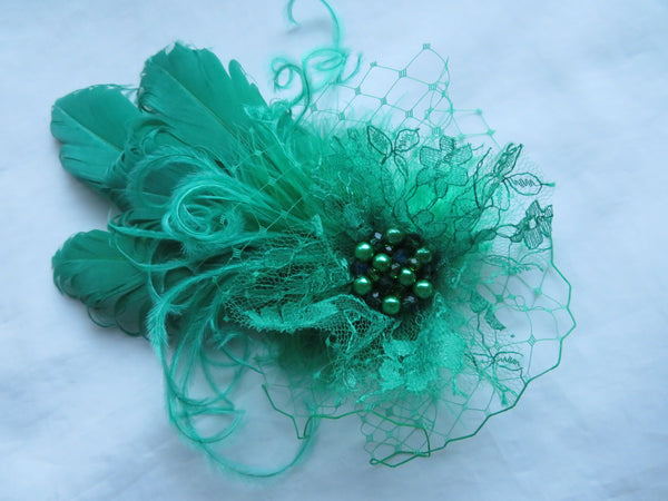Emerald Green Darcy Feather Headpiece