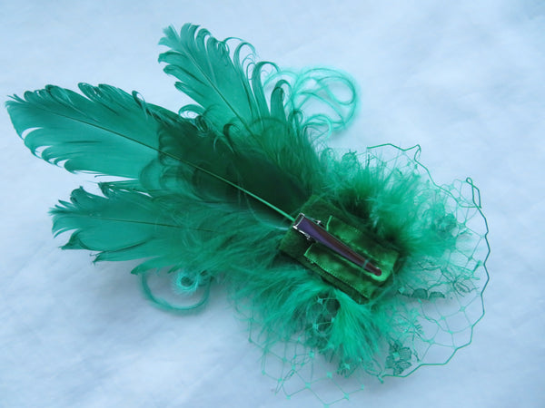 Emerald Green Darcy Feather Headpiece