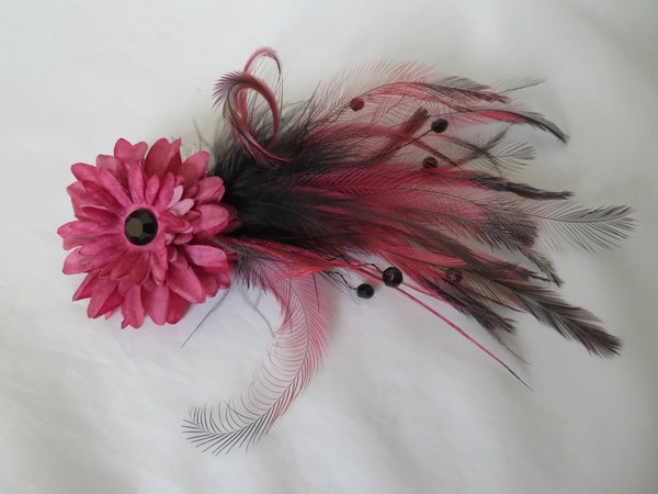 Dusky Rose Pink & Black Regency Headpiece