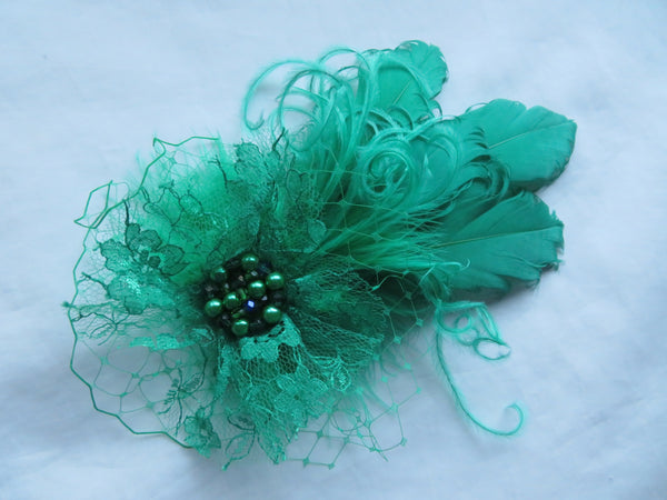Emerald Green Darcy Feather Headpiece