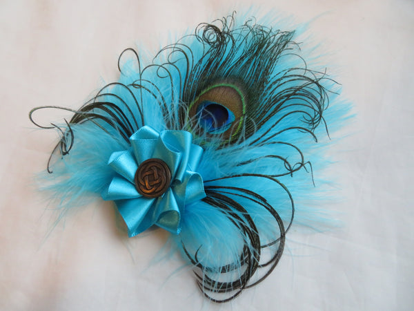 Turquoise Peacock Celtic Hair Clip/ Brooch