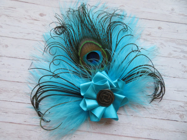 Turquoise Peacock Celtic Hair Clip/ Brooch