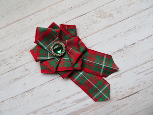 MacGregor Tartan Crystal Ruffle Brooch