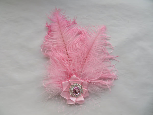 Candy Pink Austen Feather Headpiece