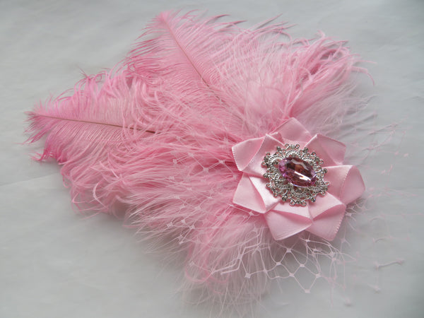 Candy Pink Austen Feather Headpiece