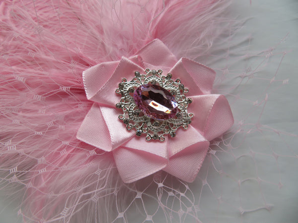 Candy Pink Austen Feather Headpiece