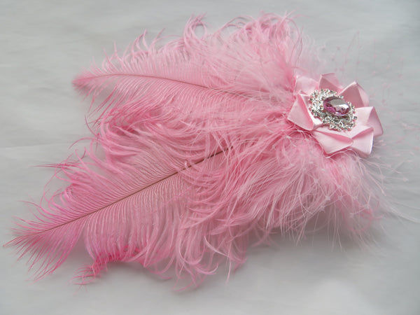 Candy Pink Austen Feather Headpiece