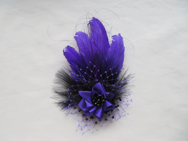 Purple and Black Darcy Feather Headpiece
