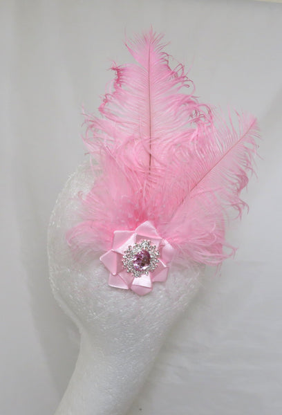 Candy Pink Austen Feather Headpiece