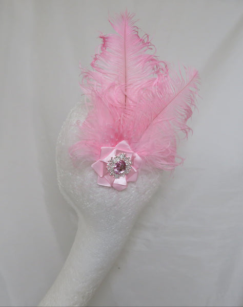 Candy Pink Austen Feather Headpiece