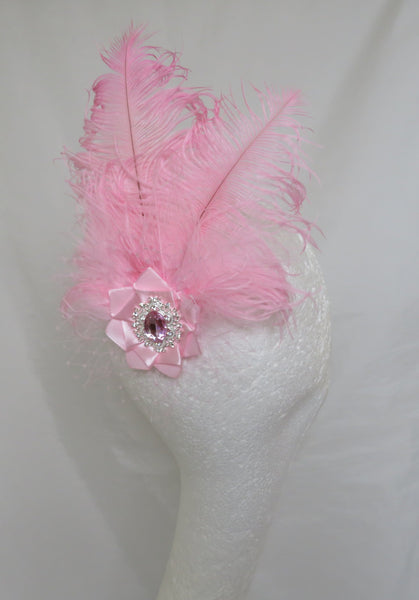 Candy Pink Austen Feather Headpiece