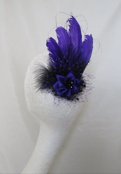Purple and Black Darcy Feather Headpiece