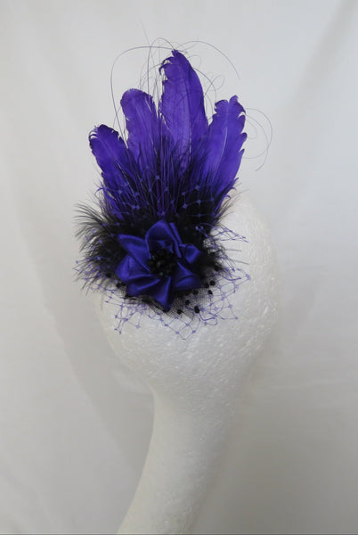 Purple and Black Darcy Feather Headpiece