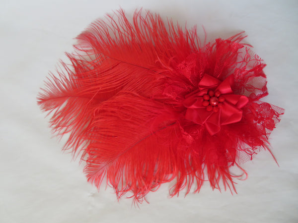 Scarlet Red Austen Feather Headpiece