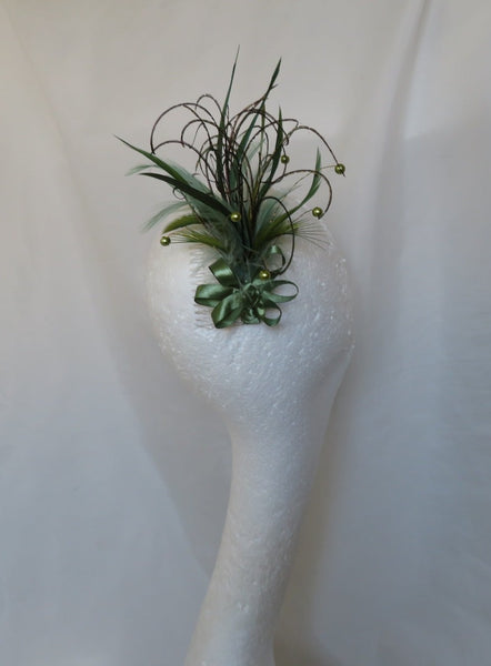 Olive Green Verity Feather Headpiece