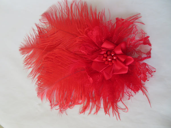 Scarlet Red Austen Feather Headpiece