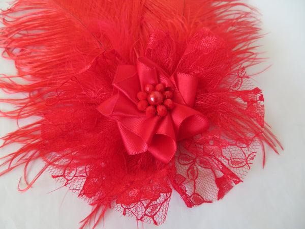 Scarlet Red Austen Feather Headpiece
