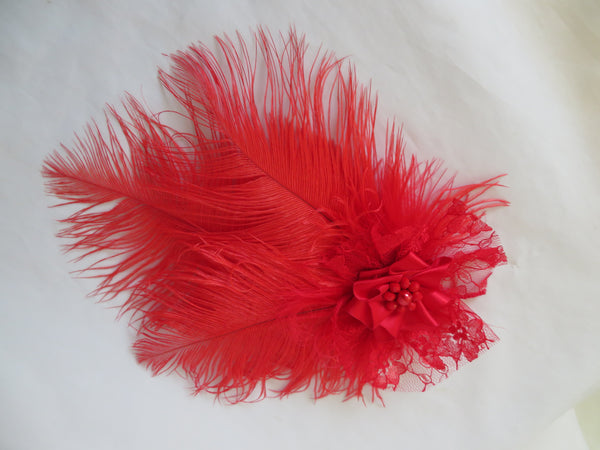 Scarlet Red Austen Feather Headpiece