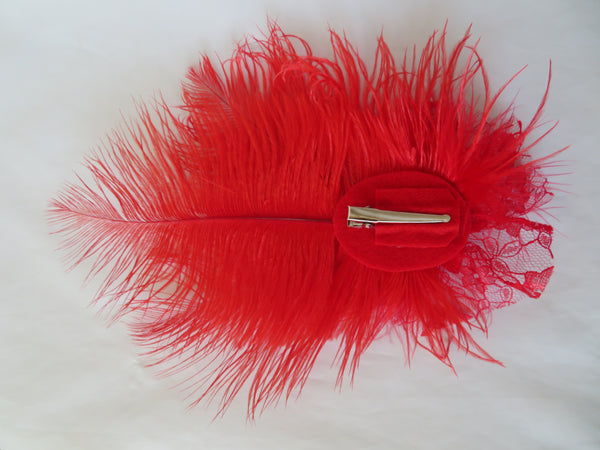 Scarlet Red Austen Feather Headpiece