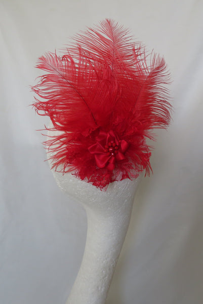 Scarlet Red Austen Feather Headpiece