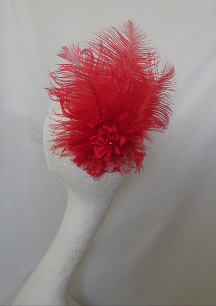 Scarlet Red Austen Feather Headpiece
