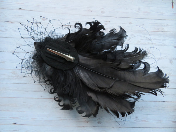 Black Darcy Feather Headpiece