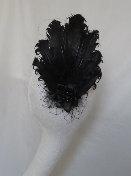 Black Darcy Feather Headpiece
