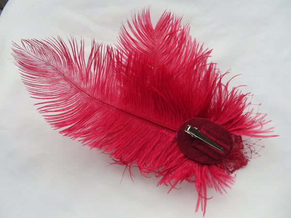 Burgundy Austen Feather Headpiece