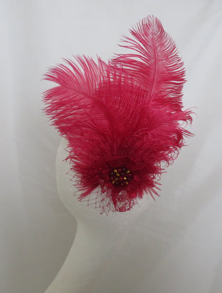 Burgundy Austen Feather Headpiece