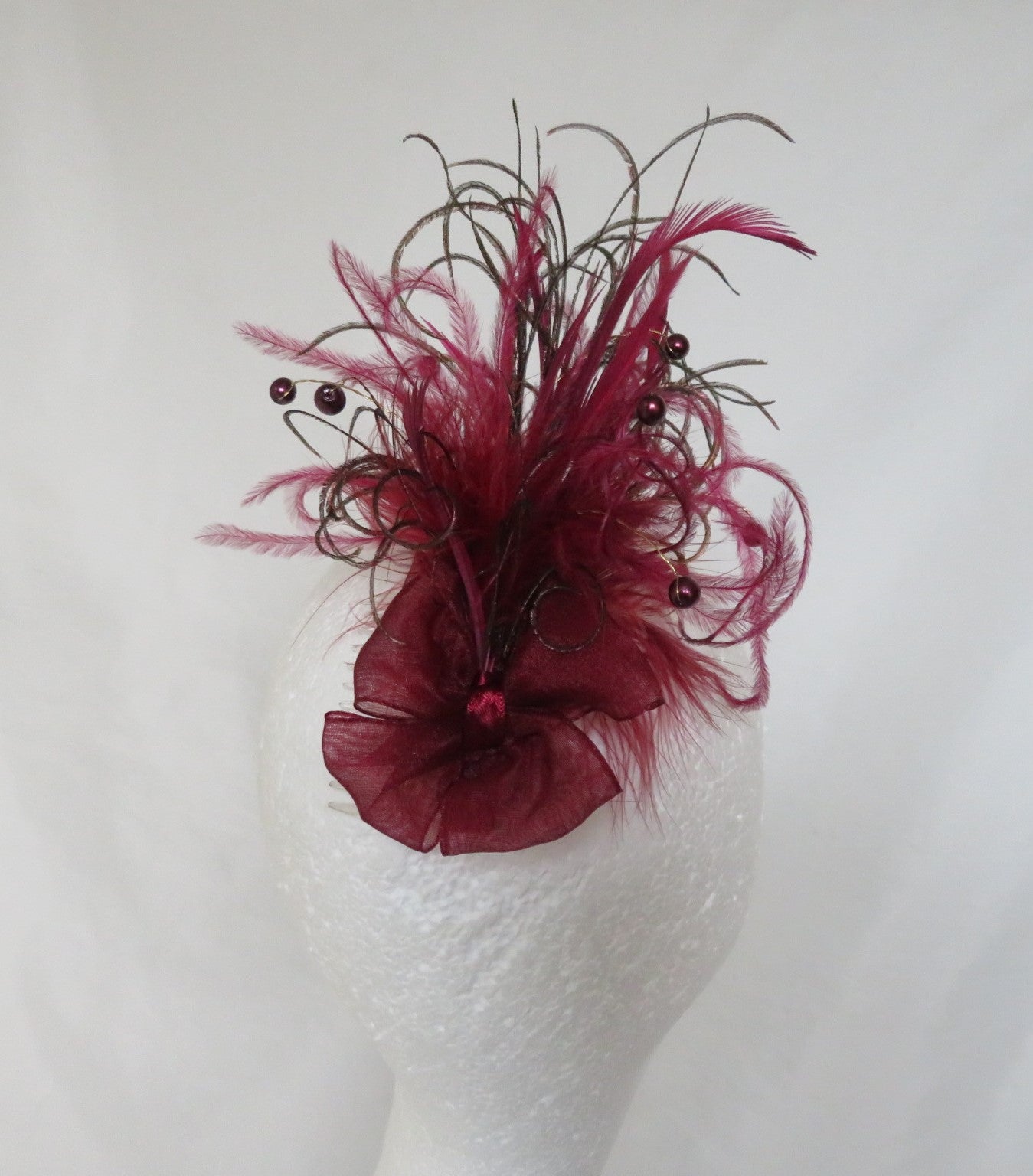 Burgundy Verity Feather Headpiece