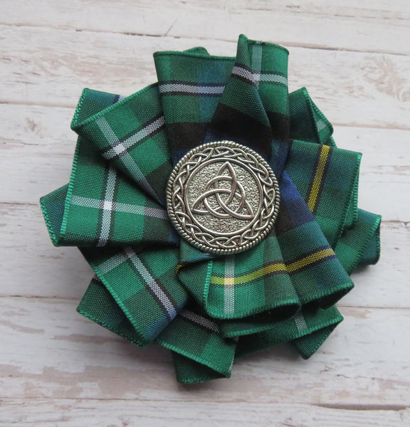 Campbell Tartan Celtic Ruffle Brooch
