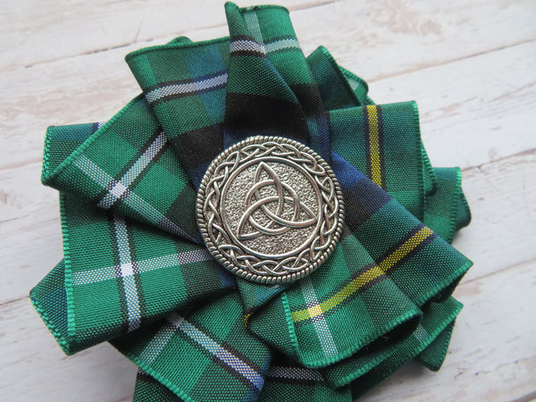 Campbell Tartan Celtic Ruffle Brooch