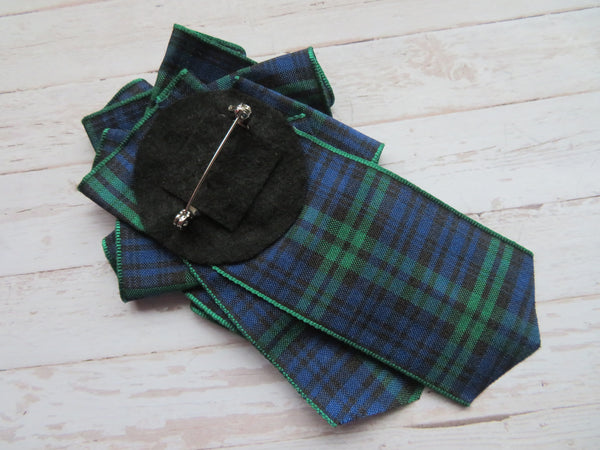 Black Watch Tartan Celtic Cross Brooch