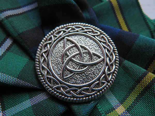 Campbell Tartan Celtic Ruffle Brooch